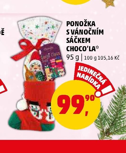 PONOŽKA S VÁNOČNÍM SÁČKEM CHOCO'LA