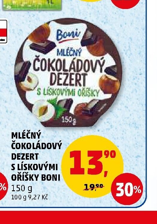 MLÉČNÝ ČOKOLÁDOVÝ DEZERT S LÍSKOVÝMI OŘÍŠKY BONI