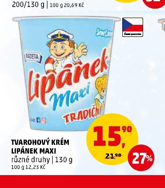 Tvarohový krém Lipánek Maxi