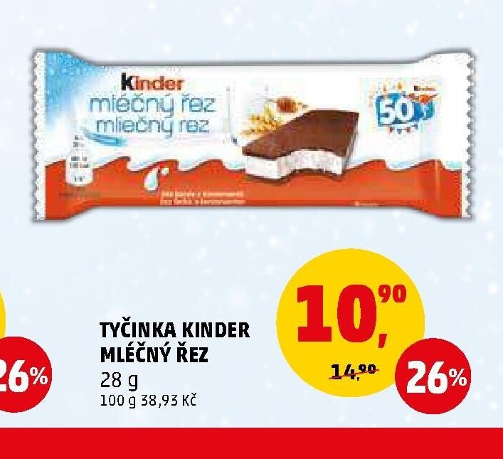 Tyčinka Kinder Mléčný řez