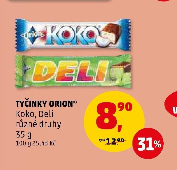 Tyčinky Orion Koko, Deli