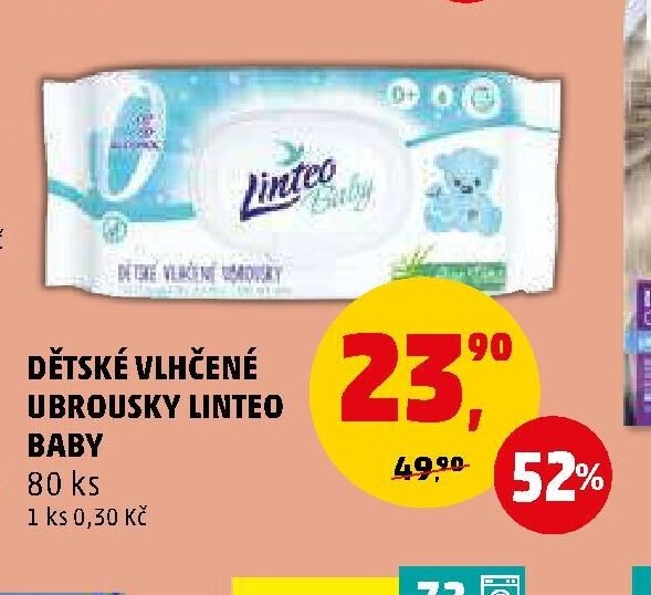DĚTSKÉ VLHČENÉ UBROUSKY LINTEO BABY 80 ks