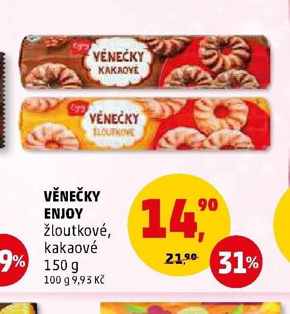VĚNEČKY ENJOY žloutkové, kakaové