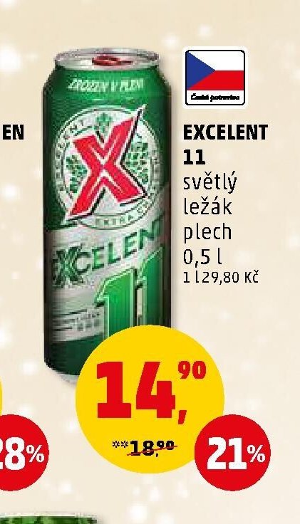 Excelent 11 světlý ležák plech 0,5 l