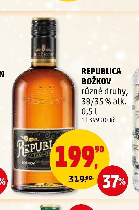 Republica Božkov různé druhy 38/35 % alk. 0,5 l