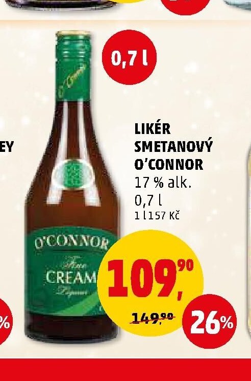 Likér smetanový O'Connor 17 % alk. 0,7 l