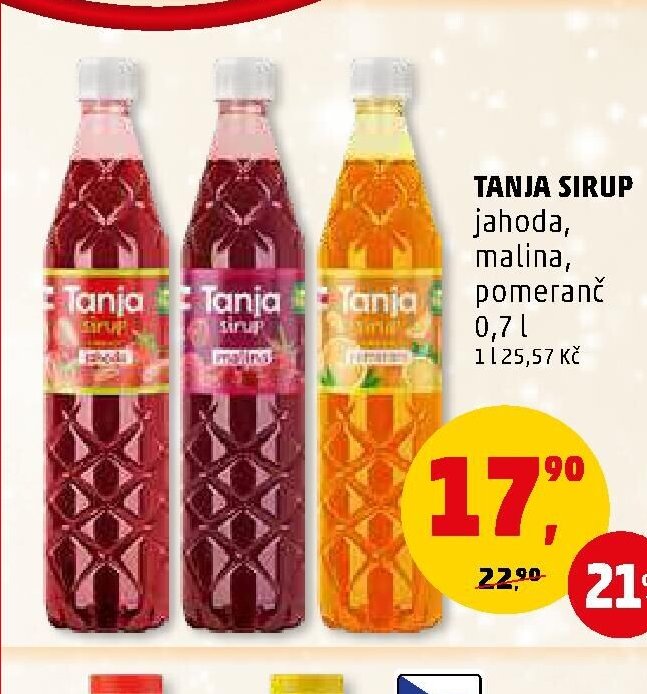 Tanja sirup jahoda, malina, pomeranč 0,7 l