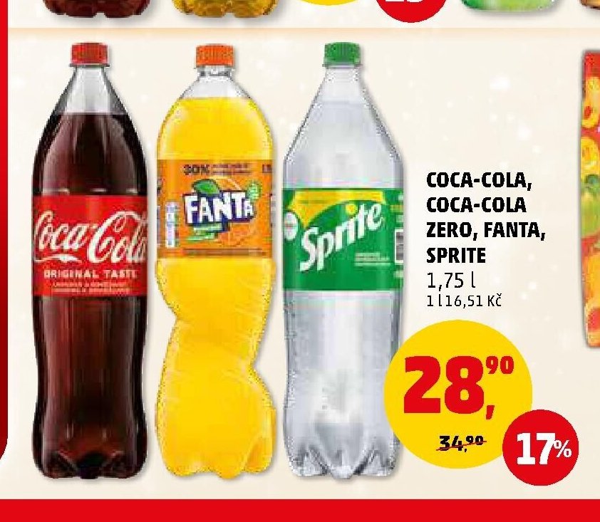 Coca-Cola, Coca-Cola Zero, Fanta, Sprite 1,75 l