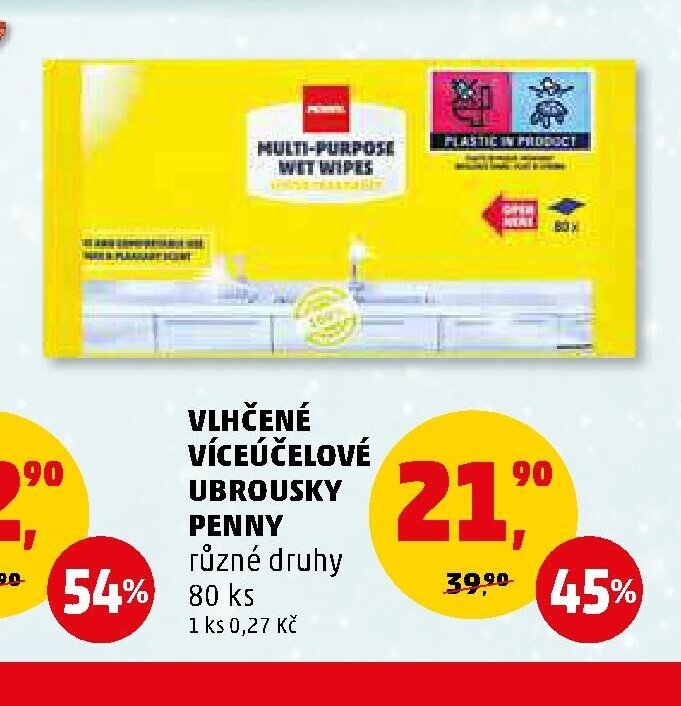 VLHČENÉ VÍCEÚČELOVÉ UBROUSKY PENNY