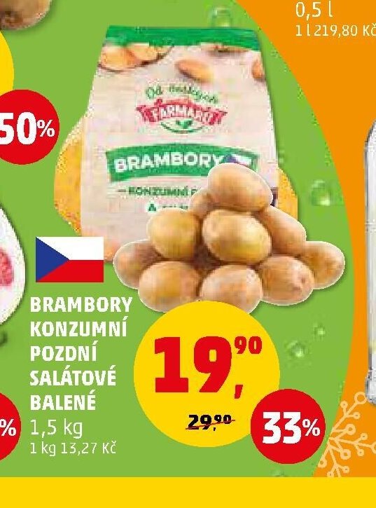 Brambory konzumní pozdní salátové balené