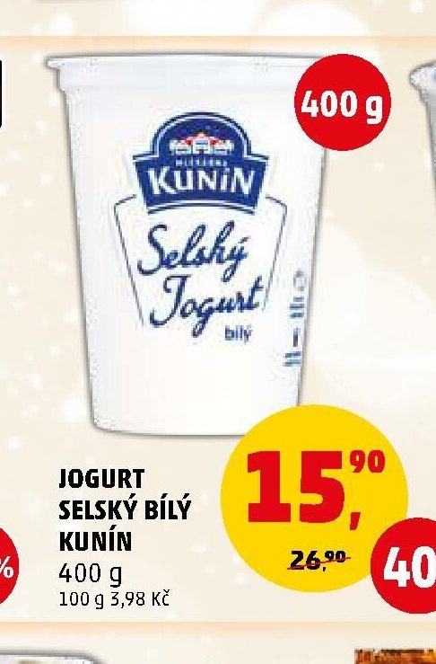 Jogurt selský bílý Kunín