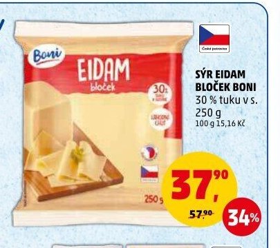 SÝR EIDAM BLOČEK BONI 30 % tuku v s. 250 g