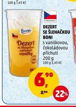 DEZERT SE ŠLEHAČKOU BONI s vanilkovou, čokoládovou příchutí 200 g