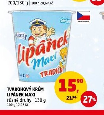 Tvarohový krém Lipánek Maxi