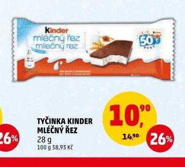Tyčinka Kinder Mléčný řez