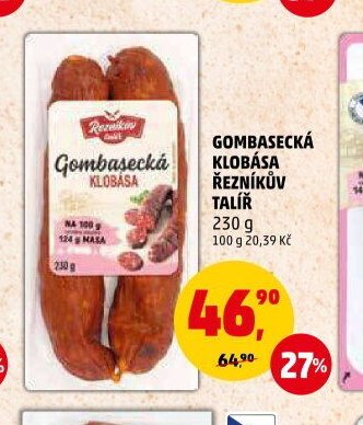 GOMBASECKÁ KLOBÁSA ŘEZNÍKŮV TALÍŘ