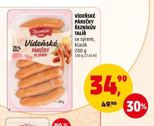 Vídeňské párečky Řezníkův talíř