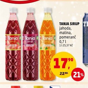 TANJA SIRUP jahoda, malina, pomeranč 0,7 l