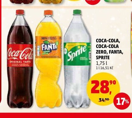 COCA-COLA, COCA-COLA ZERO, FANTA, SPRITE 1,75 l