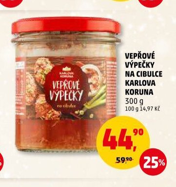 Vepřové výpečky na cibulce Karlova Koruna