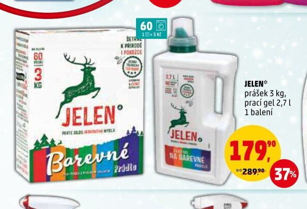 JELEN prášek 3 kg, prací gel 2,7 l