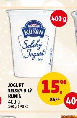Jogurt selský bílý Kunín