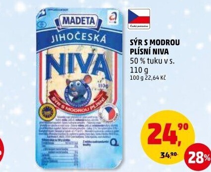 Sýr Niva Jihočeská 50% Madeta