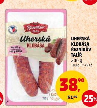 Uherská klobása Řezníkův talíř