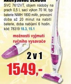 Akuvysavač SENCOR SVC 7612VT