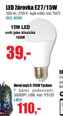 LED žárovka E27/15W