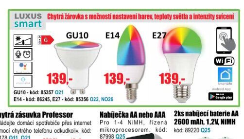 Luxus Chytrá žárovka (GU10, E14, E27)