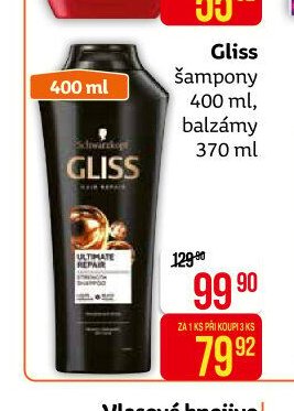 Gliss šampony 400 ml, balzámy 370 ml