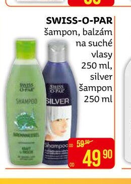 SWISS-O-PAR šampon, balzám na suché vlasy 250 ml, silver šampon 250 ml