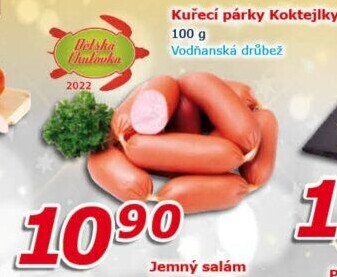 Párky kuřecí Koktejlky Vodňanské kuře