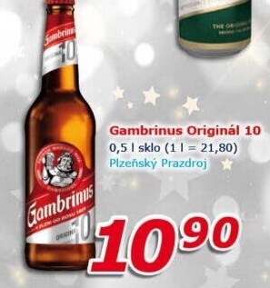 Pivo světlé výčepní Originál 10° Gambrinus
