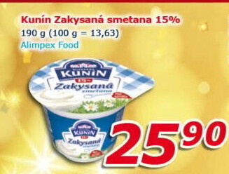 Zakysaná smetana Kunín 15%
