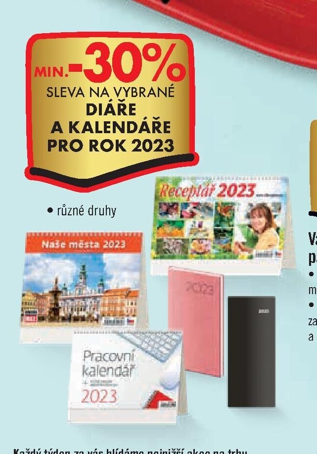 Sleva na vybrané diáře a kalendáře pro rok 2023