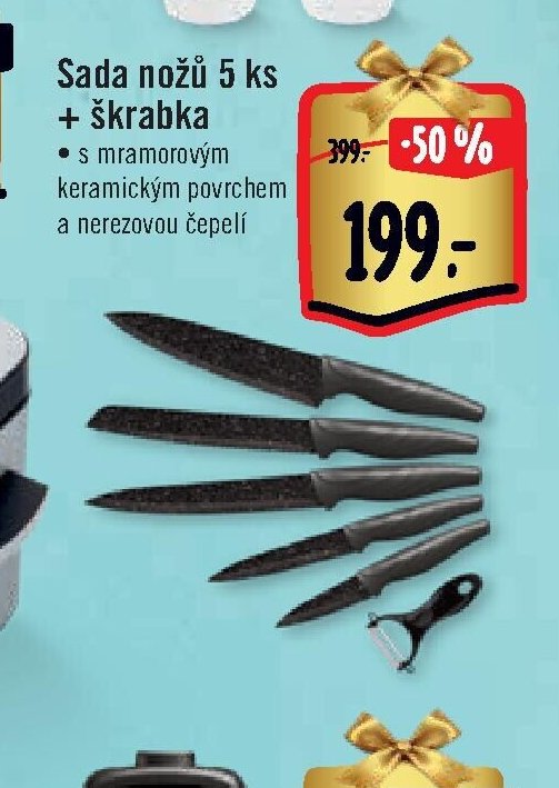 Sada nožů 5 ks + škrabka