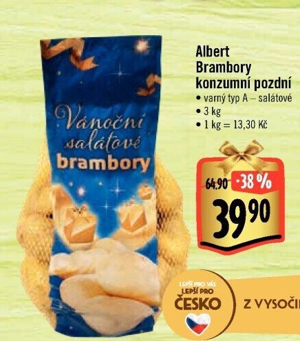 Brambory konzumní pozdní salátové Albert