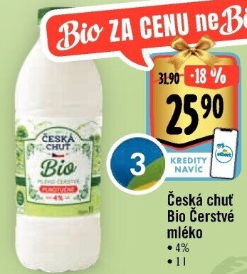 Mléko čerstvé Bio Česká chuť - 4% plnotučné
