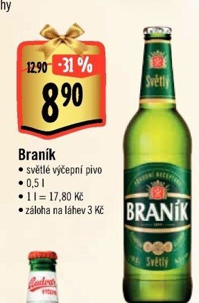 Pivo světlé výčepní 10° Braník