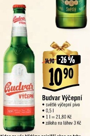 Pivo světlé výčepní Budweiser Budvar
