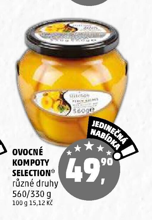OVOCNÉ KOMPOTY SELECTION různé druhy