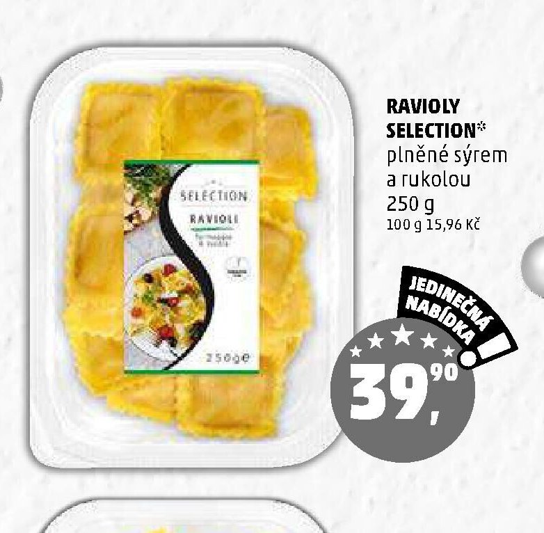 RAVIOLY SELECTION plněné sýrem a rukolou