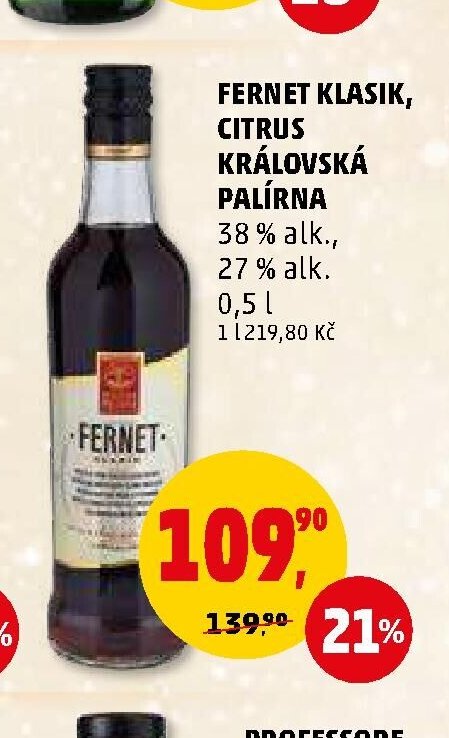 FERNET KLASIK, CITRUS KRÁLOVSKÁ PALÍRNA