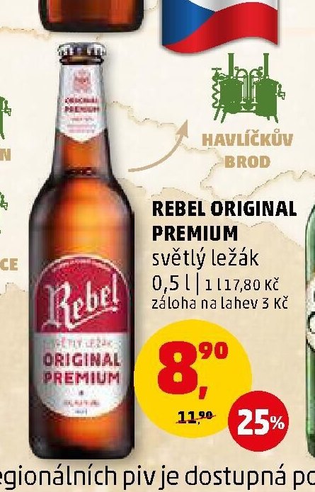 Rebel Original Premium světlý ležák 0,5 l