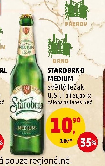 Starobrno Medium světlý ležák 0,5 l
