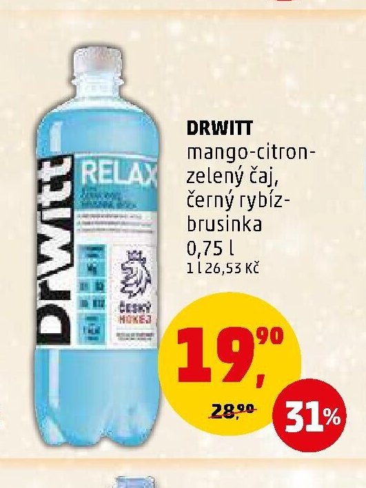 DRWITT mango-citron-zelený čaj, černý rybíz-brusinka 0,75 l