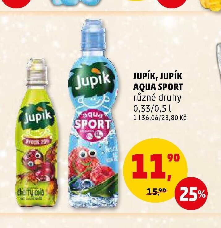 JUPÍK, JUPÍK AQUA SPORT různé druhy 0,33/0,5 l