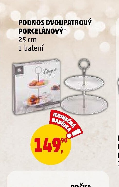 PODNOS DVOUPATROVÝ PORCELÁNOVÝ